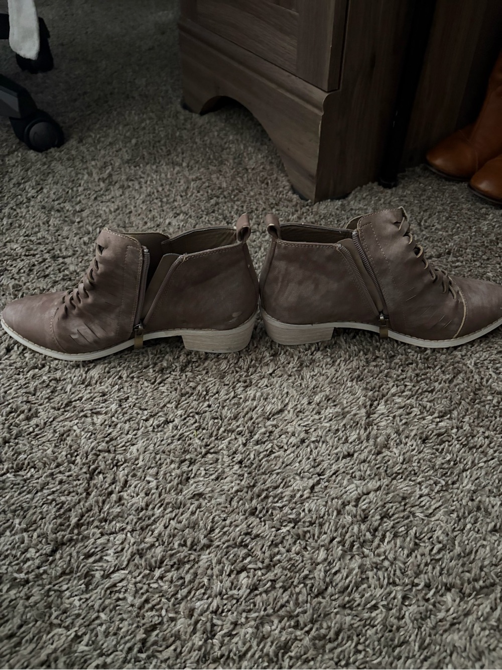 MIim Taupe Chukka Lace-Up Boots with Side Zip